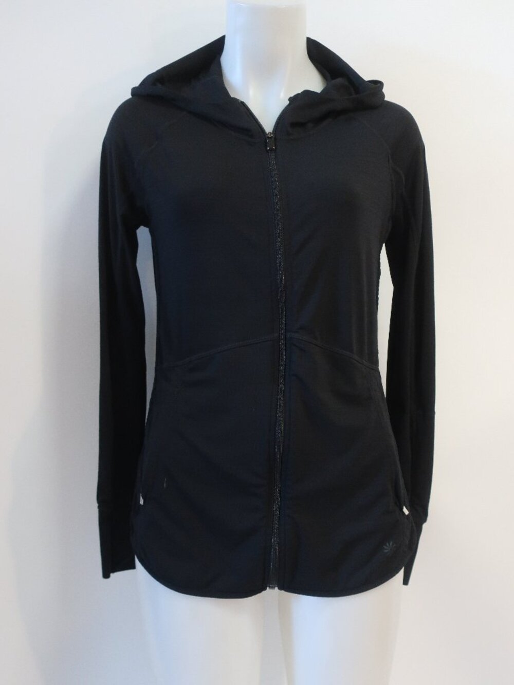 Womens Athleta Black (Item- 48) Full Zip Lightweight Thumbhole Hoodie Jacket S
